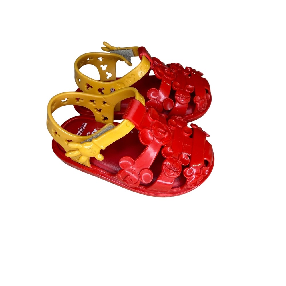 Mini Melissa Red Yellow Mickey Mouse Sandals Kids Disney Jelly PVC EXC 6
